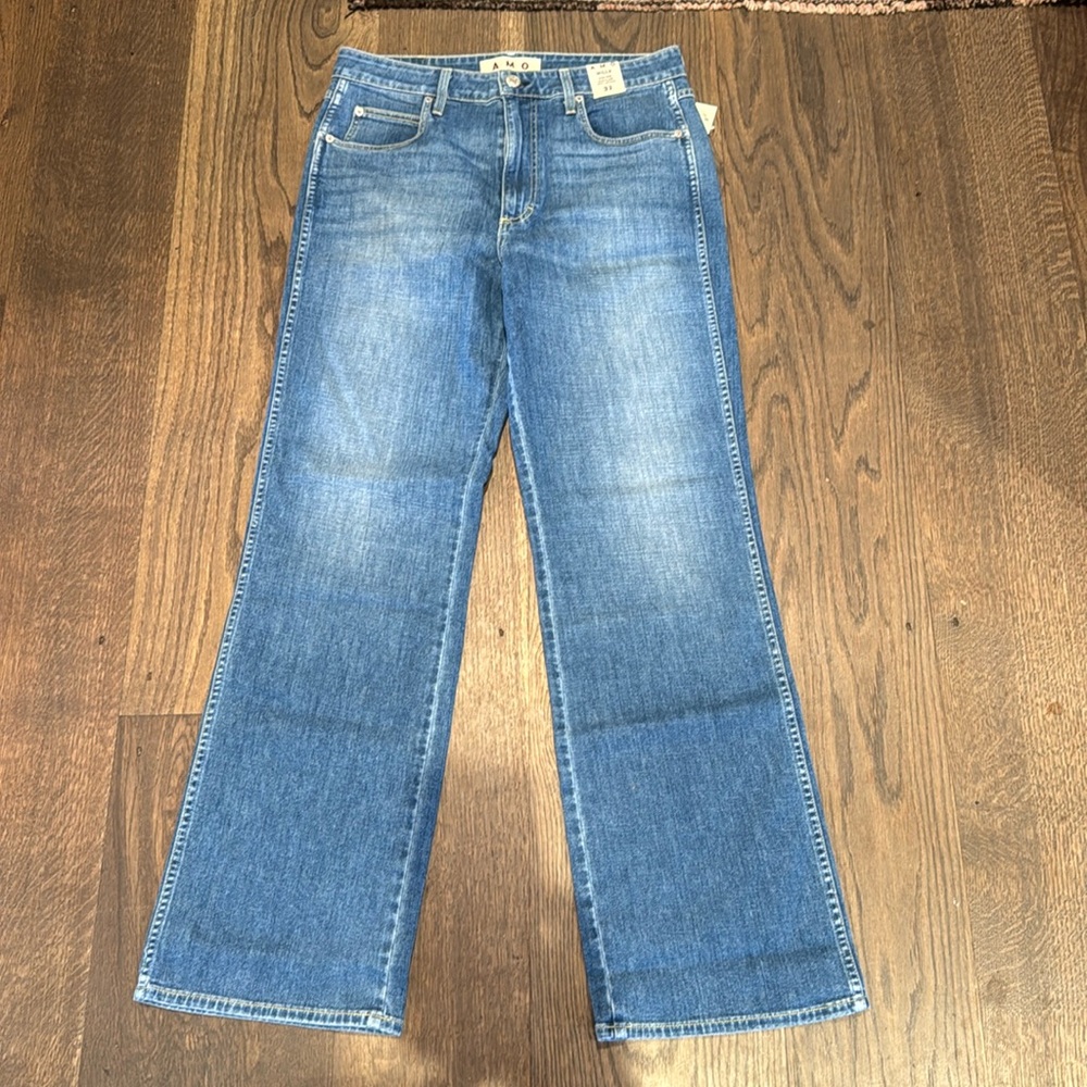 AMO Denim Jeans Willa High Rise Slim Flare Full Length 32